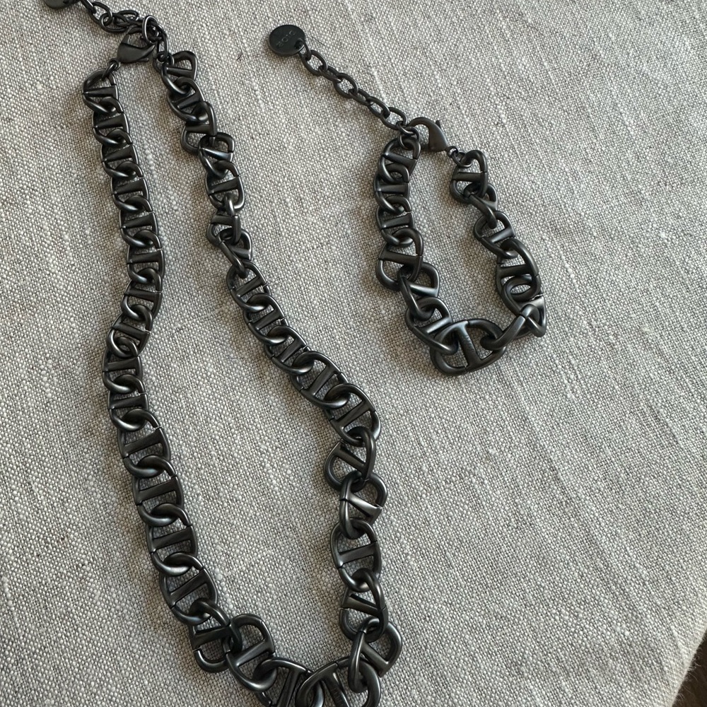 Black Chain Necklace and Bracelet Set